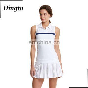 2016 custom design 88% polyester 12% spandex quick dry sleeveless sports dress women fitness