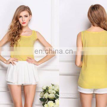 T-WV503 Summer Woman Cheap Vests Plain Chiffon Tank Top Manufacturer photo-2