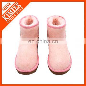 pink classical ankle winter wool boots