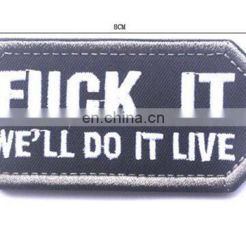 New design we will do it live Embroidered patch hook and loop fastener embroidery patch, pvc rubber patch