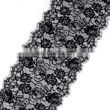 Hot Sale 23 cm Black/White Eyelash Lace Trim Flower Stripe Decoration Craft Sewing Lace Trim For Wedding Dress