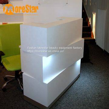Modern Beauty Spa Salon White Front Reception Desk With Back Wall for Sale photo-2