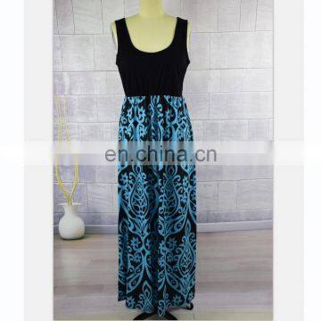2019 mommy and me dresses summer sleeveless casual vintage prints pink blue long maxi dress (this link for WOMAN)