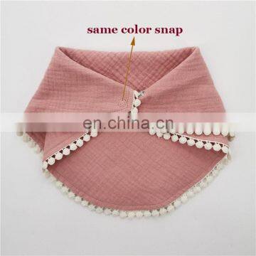 Adjustable 0-6m Lace Trim Muslin Organic Cotton Baby Bibs photo-6