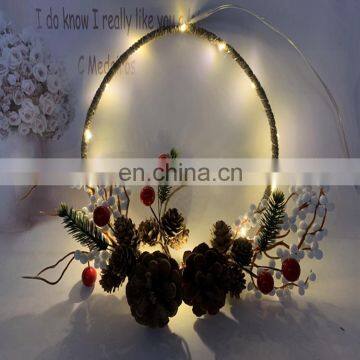 Christmas Pinecone/Cotton And Berry Wreath Copper Wire String Light