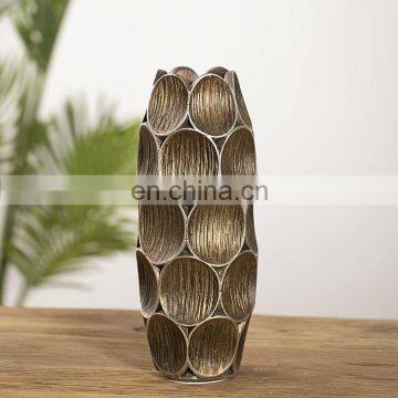 New arrival vintage elegant design vase hotel home decoration brown resin flower vase for sale