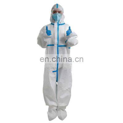 CE EN 14126 14605 13034 13982 Type 3b 4b 5b 6b Heavy Duty White PPE Microporous Safety Medical Disposable Coverall with Hoood