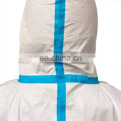 Disposable PPE Protective Suit CE non woven sms Chemical Microporous Anti-Static Coveralls Medical Hazmat Suit