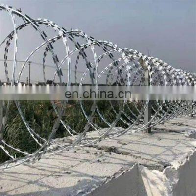 Cbt-65 Concertina Razor Barbed Wire 14 Gauge Stainless Steel Barbed Wire