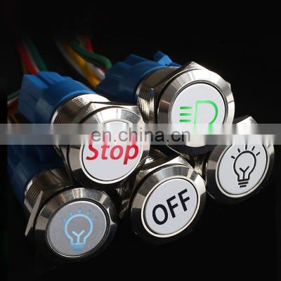 19mm  Customization Metal Push Button Switch 12V 220V 110V LED Light momentary latching OEM Car Auto Motorcycle switch