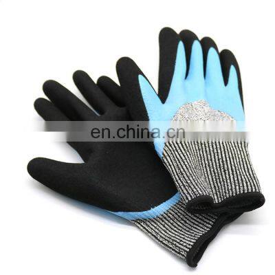 100% Waterpoof Thermal Fleece Lined Insulated Nitrile Coated Winter Warm Cold Resistant Grip Work Glove for Freezer Garden