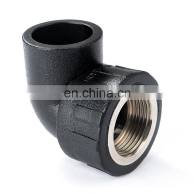 HDPE hot  fusion fittings 1inch 4inch 6inch 20 40 50 63 female thread elbow 90