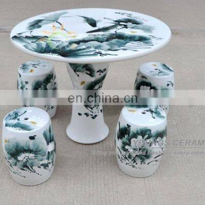 Retail Outdoor Garden Porcelain Round Table And Stools