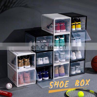 Drop Front Stackable Shoe Case Magnetic Amazon Shoe Case Acrylic Wholesale Custom Clear Transparent Shoe Case Storage Box