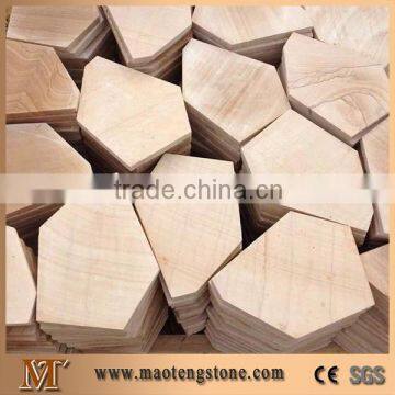 Cream Beige Color Flagstone Paving Stack Stone Mesh Tile