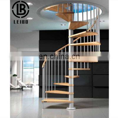 Commercial indoor solid wood step staircase designs stainless steel curved stairs