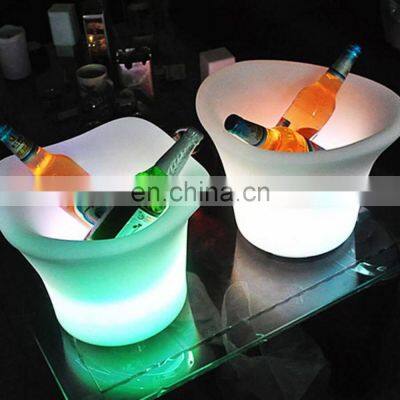 High Quality KTV Rechargeable Light Up Beer Cooler Plastic Wine Ice Bucket Tongs Double-layer Hotel Bar Wine Bucket