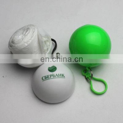 Plastic Emergency Rain Disposable Raincoat with Golf Ball and Keychain