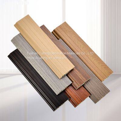SPC Stone Plastic Floor Corner Line Black and White 8 Points PVC Footing Line Wood Grain Gray Baseboard Waterproof Hidden Nail Plastic Footing Line