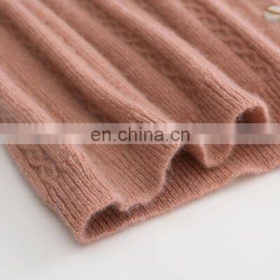 Custom Autumn Solid Color Rib Knitting Cashmere Cardigan Sweater V-Neck Casual Style With Button Decoration Knitwear Factory photo-4