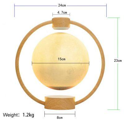 Metal 360 Rotating Round Shape for Gift Promotion Bedroom Music Player Box Magnetic Levitation Floating Moon Lamp Speaker