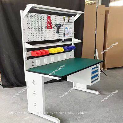 wholesale Heavy Duty Worktable Workshop With 3 Drawers Led Light With Shelf-board