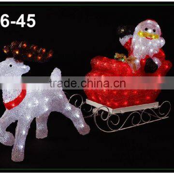 Excellent quality OEM holiday lighting decorative reindeer with small vehicle 876-45