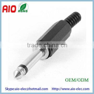 Solder Type Plastic Strain Relief 1 / 4 inch mono male plug 6.35mm headphone jack