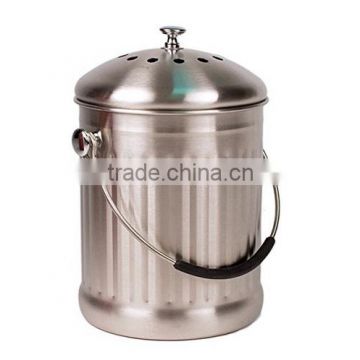 2016 Hot saling 1gallon Kitchen Stainless steel compost bin, compost pail with lid and carbon