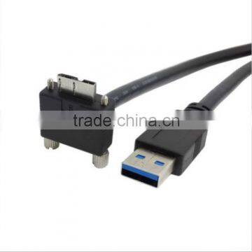 90 Degree Right Angled Micro USB Screw Mount to USB 3.0 A Type Data cable 10ft