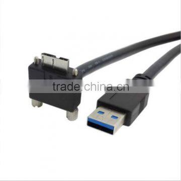 90 Degree Right Angled Micro USB Screw Mount to USB 3.0 A Type Data Cable 10ft