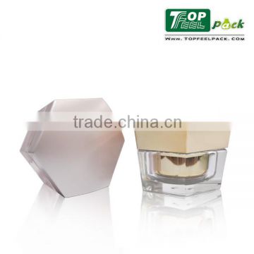 2015 New Luxury Manufacturers Elegant Acrylic Cosmetic Plastic Hexagon Jars for Eye Cream