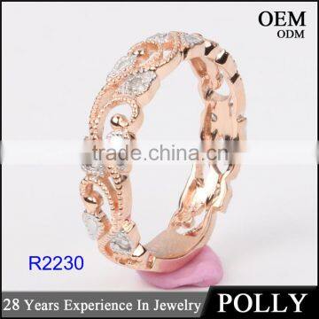 2016 fashion rose gold wedding ring 925 sterling silver Europe style ring