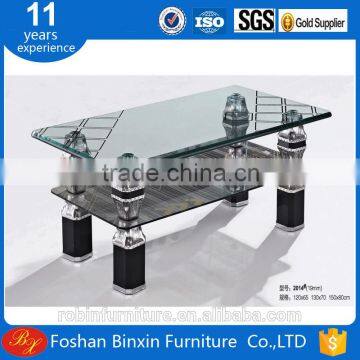 Living room furniture modern RB-2014 rectangular glass coffee table aluminum alloy metal tea table