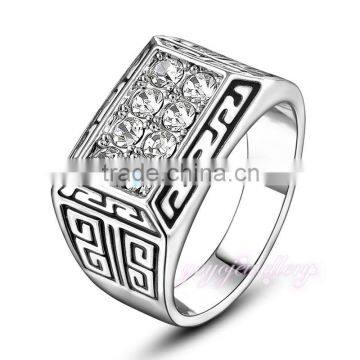 New arrival design white gold crystal finger men's ring