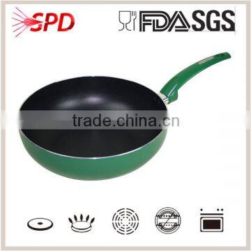 aluminum non stick wok pan with color painted handle