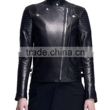 WOMENS SLIMFIT 100% GENUINE LEATHER BIKER JACKET BLACK COLOR