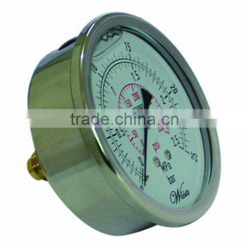 Oil Fill Stainless Pressure Gauge,Back Connection,Rimless