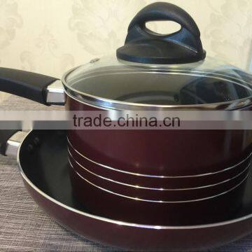 Brown Aluminum Non-stick Press Cookware Set Kitchen Used Fry Egg Pizza Pan Skillet photo-3