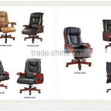 Synthetic brown leather leather swivel chair