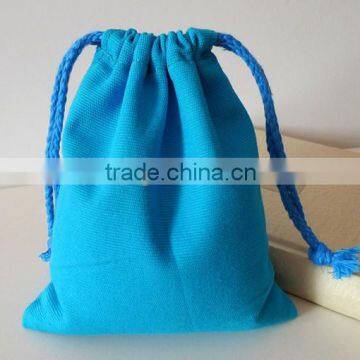 wholesale blue color canvas drawstring gift packing bag