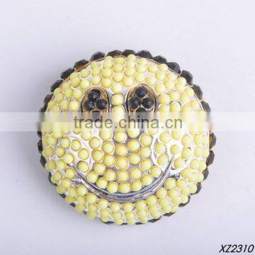 black and light yellow dots resin gem stud smily brooches