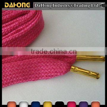 manufacture cheap 5mm pink cotton cord with gold metal end