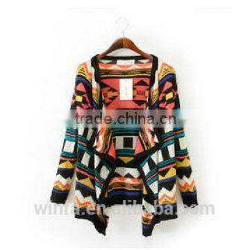 new European design autumn/winter geometry vertical pleated long-sleeved knitted female fashion sweater