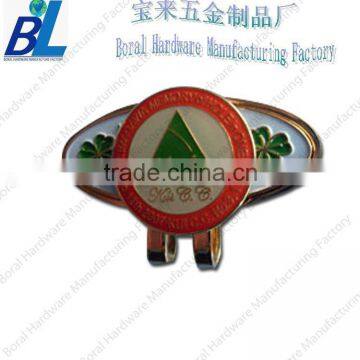 Gold plated golf metal hat clip with enamel ball marker