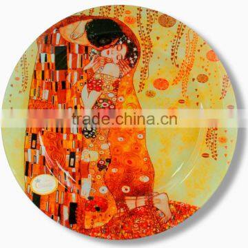 CARMANI Glass Plate diameter 40 cm The Kiss design Gustav Klimt