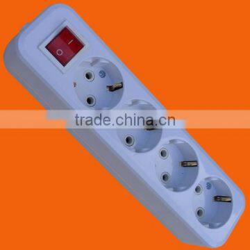 European style 4 way extension power socket with earth with switch (E8004ES)