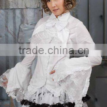 Cotton White Lace Short Sleeve Cotton Lolita Blouse 81033