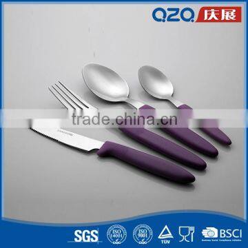 Easy to maintain soft touch custom flatware dessert knife fork spoon