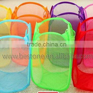 Mesh Folding Colorful Laundry Clothes Basket photo-3